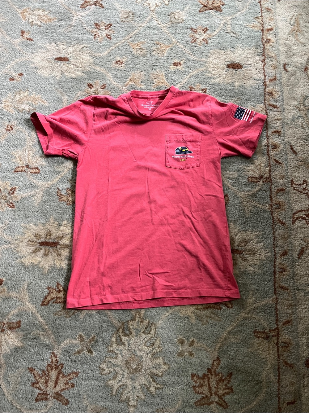 Vineyard Vines Kids Short Sleeve Pocket Tee - Coral Pink(fighter fighter edition